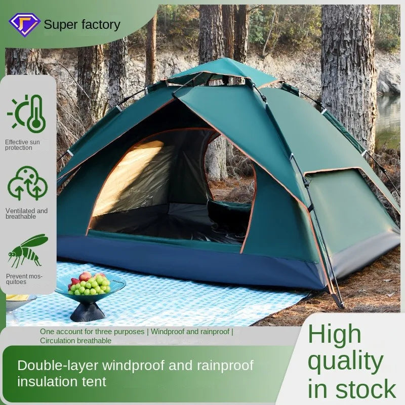 Outdoor Double-Layer Camping Tent Lightweight Adventure Mountaineering Tent Windproof 3-4 person Oxford cloth camping tent Cano