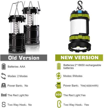 Camping Lantern Rechargeable 3000 Capacity Power Bank Camping Flashlight Waterproof Led Portable Camping Lamp Torch Flash Light